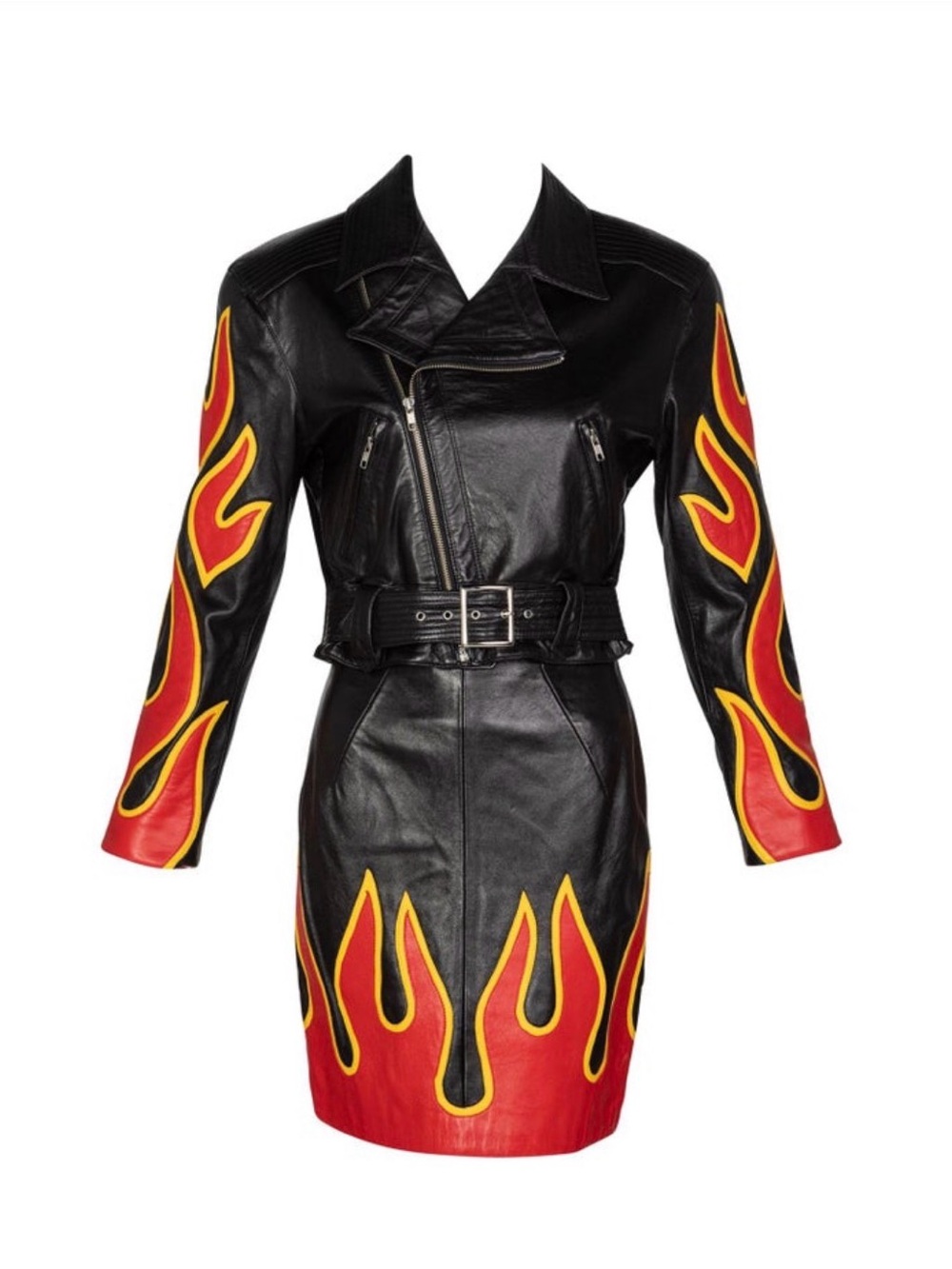 Michael Hoban Black Leather Flame Skirt SUPER RARE